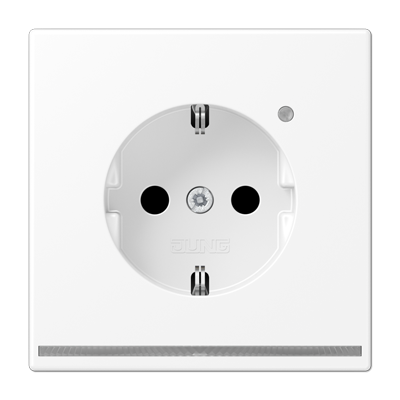 Jung LS1520-OWWMLNW SCHUKO socket, 16 A 250 V ~, with LED orientation light, integrated increased contact protection, SAFETY+, thermoplastic painted, LS series, snow white
