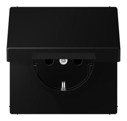 Jung LS1520BFKLSWM SCHUKO socket, 16 A 250 V ~, hinged cover, thermoplastic painted, LS series, graphite black matt