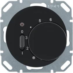Berker 20302045 Temperature controller with opener, central piece, rocker switch and LED black, glossy