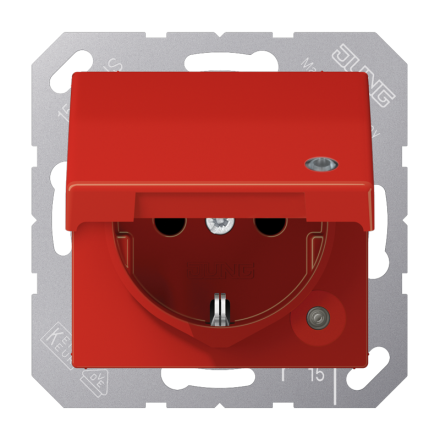 Jung ABAS1520KLKORT SCHUKO socket, 16 A 250 V ~, without claws, with function display, integrated increased contact protection, SAFETY+, hinged lid, thermoplastic antibacterial