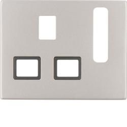 Berker 3313077014 Centre piece for sockets, British Standard switchable stainless steel Ber