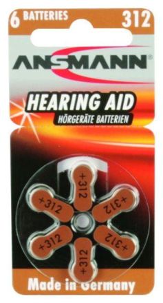 Hückmann 123547 312 PR41 Zinc Air 6er Wheel (PK=6pcs.) hearing aid battery