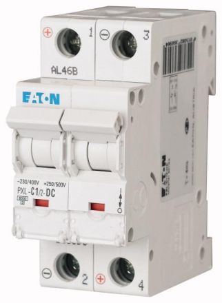 Eaton PXL-C1/2-DC circuit breaker, 1A, 2p, C-Char, DC, 236696