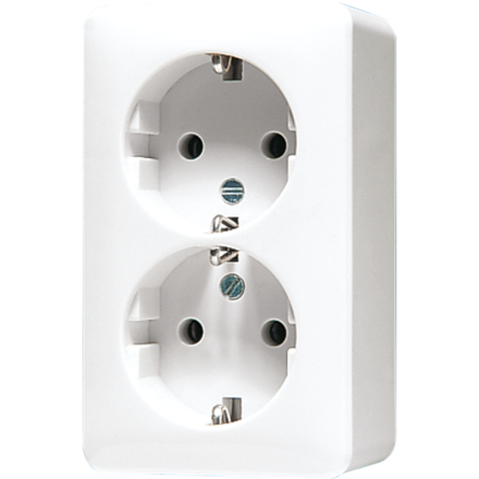 Jung 6020AWW SCHUKO® double socket, 16 A 250 V ~, 47 mm, AP 600, alpine white