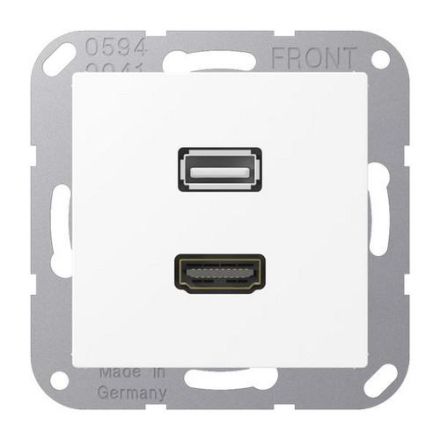 Jung MAA1163WWM Multimedia connection system HDMI / USB 2.0, Series A, snow white matt