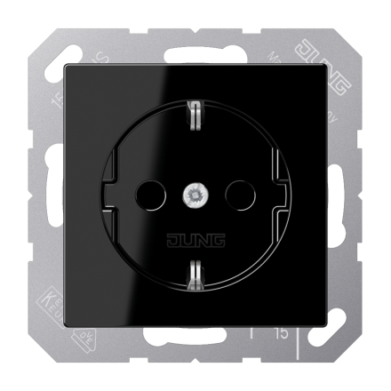 Jung A1520KISW SCHUKO socket, 16 A 250 V ~, integrated increased contact protection, SAFETY+, Duroplast, Series A, black