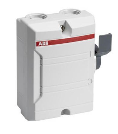 ABB Stotz-Kontakt BW225WDP, load-break switch in housing, 2-pole 16A 690V, side actuation, 2CMA142401R1000