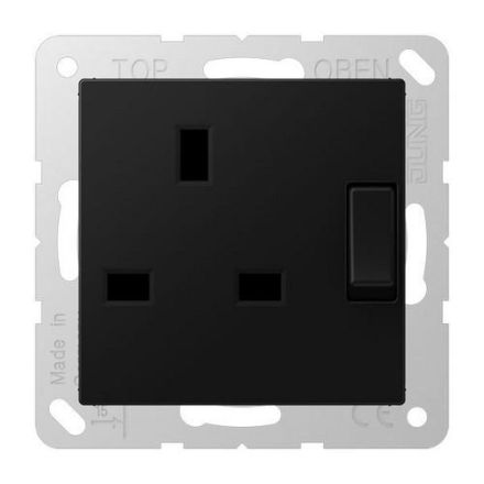 Jung A3171SWM switchable socket, British Standard, 13 A 250 V ~, screw terminals BS 1363-1, 4 mm2, without claws, integrated increased contact protection, SAFETY+