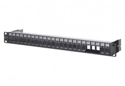 METZ CONNECT Keystone 19 inch 1U 24 port black module carrier, 130920-BKKE