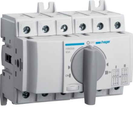 Hager HIM306 load changeover switch 3-pole 63A