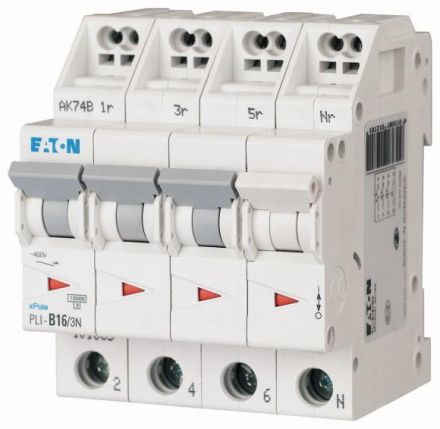 Eaton PLI-D16/3N miniature circuit breaker, 16A, 3p+N, D-char, 101349