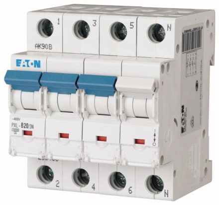 Eaton PXL-B20/3N miniature circuit breaker, 20A, 3p+N, B-Char, 236486