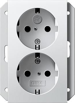 Gira 273103 Double SCHUKO KS, for 1-way box System 55 pure white