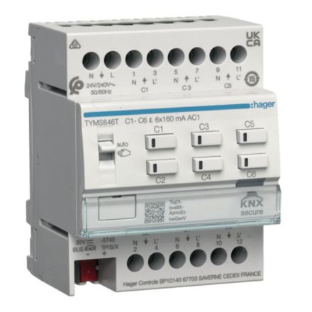 HAGER TYMS646T KNX heating actuator | 6-way, without controller, secure