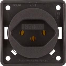 Berker 962492501 socket with protective contact 'Switzerland' type 13 brown, matt Integro inserts