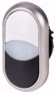Eaton M22-DDL-WS double pushbutton, + indicator light, white/white/black, 216704