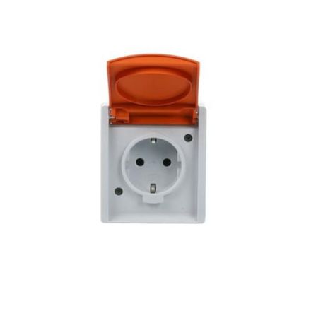 Busch-Jaeger 20 EWN-14-53 SCHUKO® socket, with orange hinged cover grey/blue-green