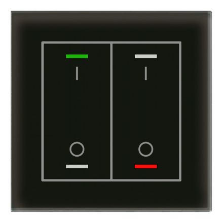 MDT BE-GTL2TS.B1S KNX glass button II Light with temperature sensor | 2-way, IO symbol | glass black/black