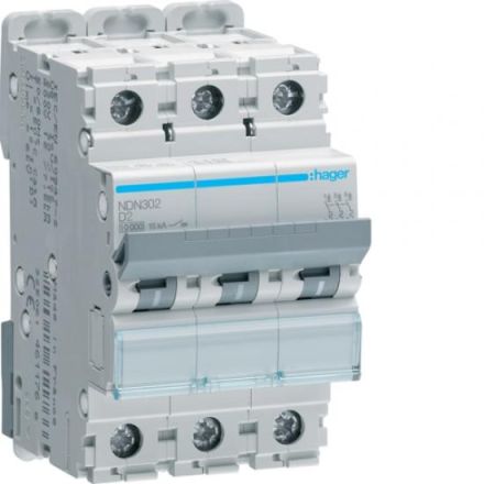 Hager NDN302 circuit breaker 3-pole D2A 10kA 3M
