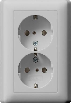 Gira 0783015 2f SH+full plate Sys 55 grey socket SCHUKO