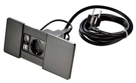 Kopp 939618017 VersaPAD 1-way + 2USB black power strips