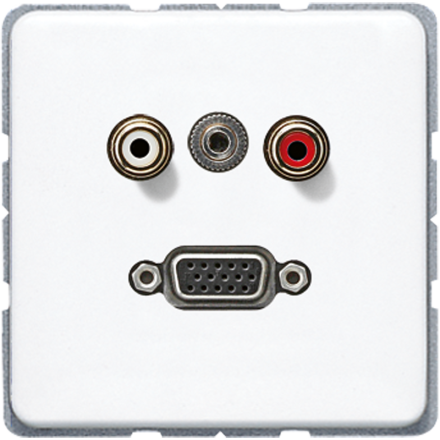 Jung MACD1072WW Multimedia connection system Cinch audio / mini jack 3.5 mm / VGA, CD series, alpine white