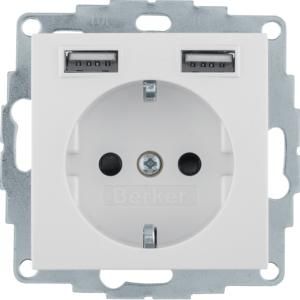 Berker 48038982 socket 1f ws glz USB UP horiz IP20 ZP