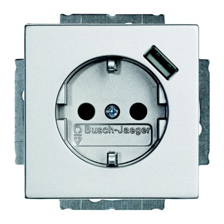 Busch-Jaeger 20 EUCBUSB-83 SCHUKO® USB socket, with increased contact protection, aluminum silver