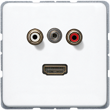 Jung MACD1082WW multimedia connection system Cinch audio / mini jack 3.5 mm / HDMI, CD series, alpine white