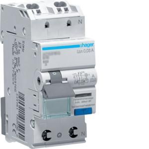 Hager ADS966D RCD/MCB 1P+N 6kA C16A 0.03A A QC&QB