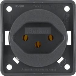 Berker 962492505 socket with protective contact 'Switzerland' type 13 anthracite, matt Integro inserts
