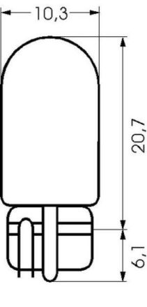 Barthelme 00570615 T10 W2,1x9,5d 6,3V 150mA glass base
