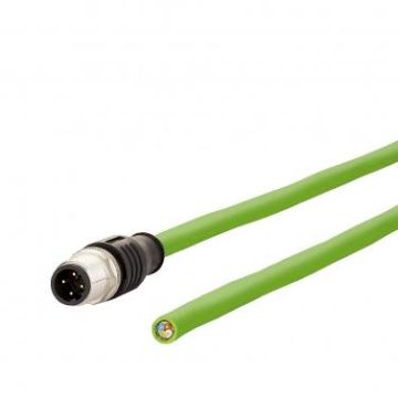 METZ CONNECT M12 connector straight 4-pin D-coded 1.0m connection cable, 142M1D10010