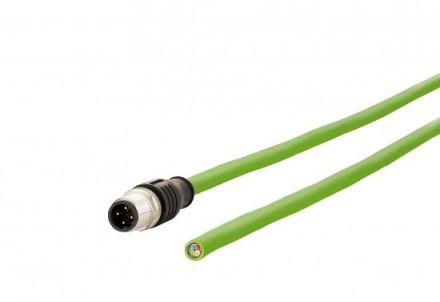METZ CONNECT M12 connector straight 4-pin D-coded 1.0m connection cable, 142M1D10010