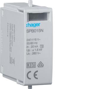 Hager SPB015N T2 N-PE 260V max 40kA Up 1.5kV plug-in module