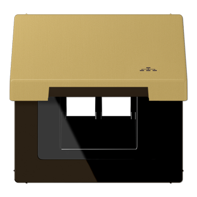 Jung ME2990KLLANC hinged cover with return spring, with LAN symbol, vertical and horizontal mounting, LS series, classic brass