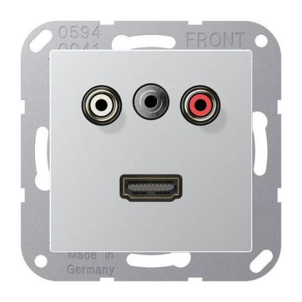 Jung MAA1082AL Multimedia connection system Cinch Audio / mini jack 3.5 mm / HDMI, Series A, aluminum