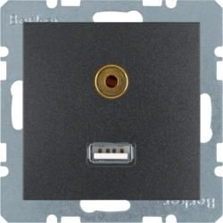 Berker 3315391606 USB/3.5 mm audio socket anthracite, matt Berker B.3/B.7