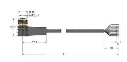 Turck 6625463 WKS8T-10/TXL actuator and sensor cable