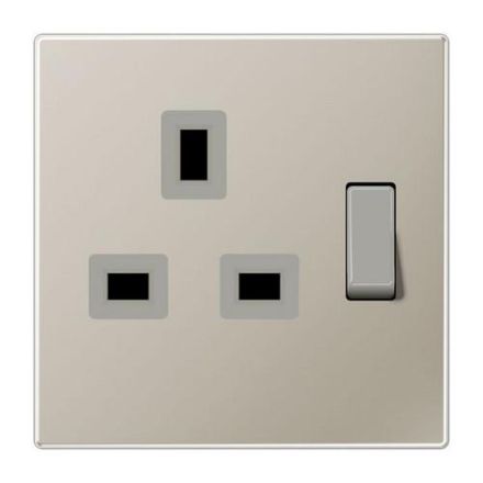 Jung ES3171 switchable socket, British Standard, 13 A 250 V ~, screw terminals BS 1363-1, 4 mm2, without claws, integrated increased contact protection, SAFETY+