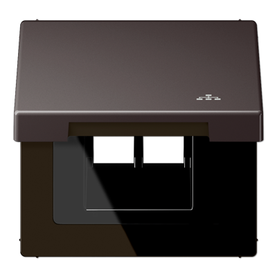Jung AL2990KLLAND hinged cover with return spring, with LAN symbol, vertical and horizontal mounting, LS series, dark (painted aluminum)
