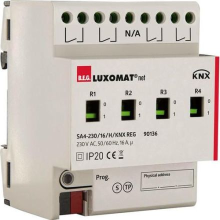 BEG 90136 Switch actuator SA4 - 230 / 16 / H / KNX REG