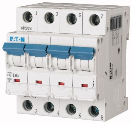 Eaton PXL-D20/4 miniature circuit breaker, 20A, 4p, D-char, 236660