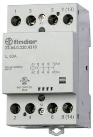 Finder 22.64.0.024.4310 installation contactor 4S 63A coil 24VAC/DC