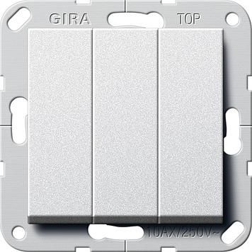 Gira 284426 button 3-way normally open 1-pole System 55 color aluminum
