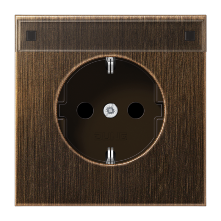 Jung ME1520NAAT SCHUKO socket, 16 A 250 V ~, with label field, brass, LS series, antique brass