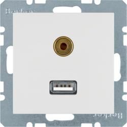 Berker 3315391909 USB/3.5 mm audio socket polar white matt Berker S.1/B.3/B.7
