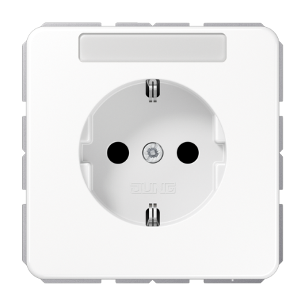 Jung CD1520BFKINAWW SCHUKO socket, 16 A 250 V ~, with label field, integrated increased contact protection, SAFETY+, thermoplastic, CD series, alpine white