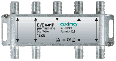 Axing BVE8-01P 8-way distributor, 5-1218 MHz