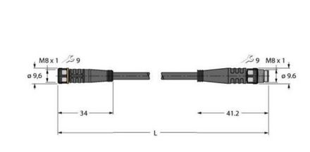 Turck 6625672 PKG4M-1-PSG4M/TXL Actuator and sensor cable